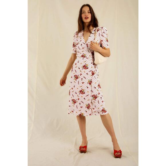 Rouje Gabin Dress - 38 - Red Floral Dots - New with Tags - Picture 1 of 9